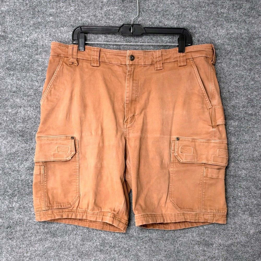 Duluth Trading Co Mens Flex Fire Hose Cargo Shorts Brown Sz 40 Workwear Utility